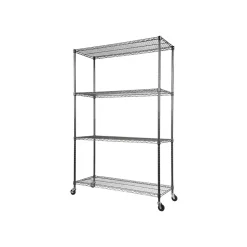 Alera Shelving<Complete 4-Shelf Metal Unit, 48"W, Anthracite Black (ALESW604818BA)