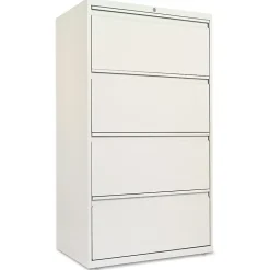 Alera File Cabinets<4-Drawer Mobile Lateral File Cabinet, Letter/Legal Size, Lockable, 53.25"H x 30"W x 19.25"D, Light Gray (ALELF3054LG)