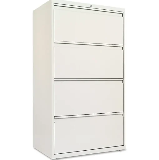 Alera File Cabinets<4-Drawer Mobile Lateral File Cabinet, Letter/Legal Size, Lockable, 53.25"H x 30"W x 19.25"D, Light Gray (ALELF3054LG)