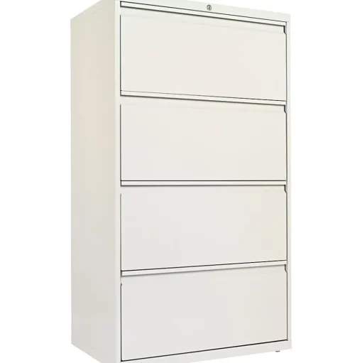Alera File Cabinets<4-Drawer Mobile Lateral File Cabinet, Letter/Legal Size, Lockable, 53.25"H x 30"W x 19.25"D, Light Gray (ALELF3054LG)