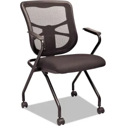 Alera Folding & Stacking<Elusion Series Fixed Arm Fabric Nesting Chair, Black, 2/Carton (ALEEL4914)