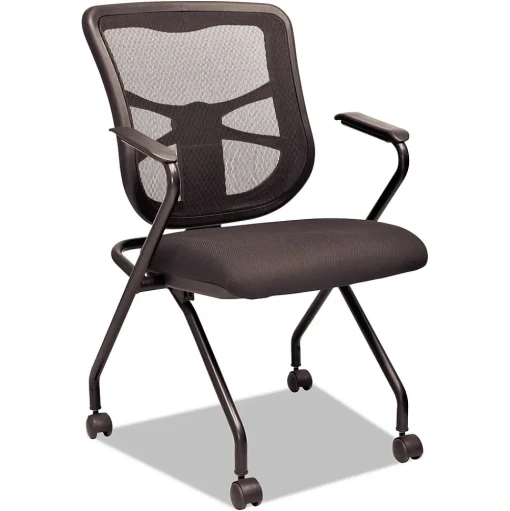 Alera Folding & Stacking<Elusion Series Fixed Arm Fabric Nesting Chair, Black, 2/Carton (ALEEL4914)