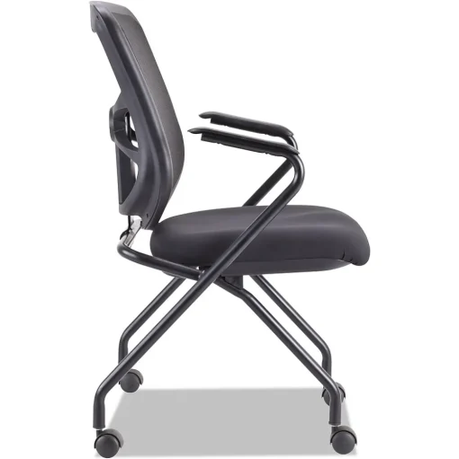Alera Folding & Stacking<Elusion Series Fixed Arm Fabric Nesting Chair, Black, 2/Carton (ALEEL4914)