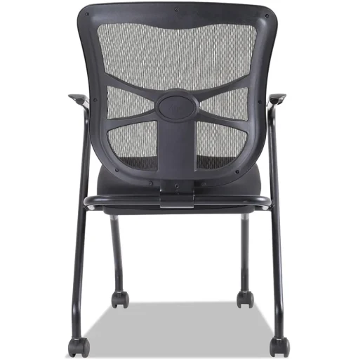 Alera Folding & Stacking<Elusion Series Fixed Arm Fabric Nesting Chair, Black, 2/Carton (ALEEL4914)