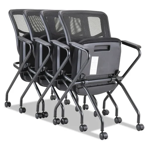 Alera Folding & Stacking<Elusion Series Fixed Arm Fabric Nesting Chair, Black, 2/Carton (ALEEL4914)
