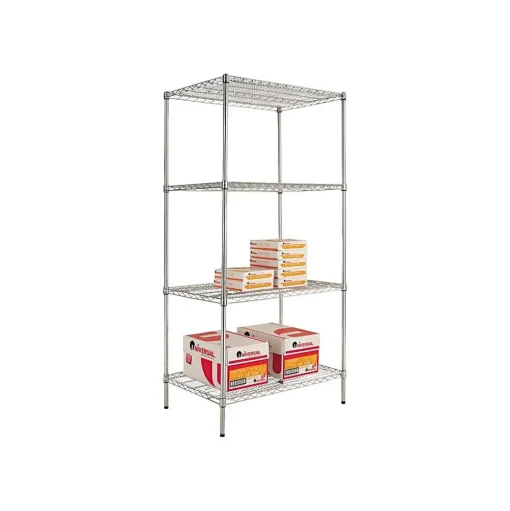 Alera Shelving<Industrial 4-Shelf Wire Shelving Starter Set, 72"H x 36"W x 24"D, Silver (SW503624SR)