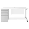 Alera Computer Desks<Modern Teacher Series 60"W Pedestal Desk, White/Silver (MSD6024WH)