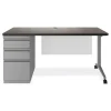 Alera Computer Desks<Modern Teacher Series 60"W Pedestal Desk, Charcoal Woodgrain/Gray (MSD6024CH)