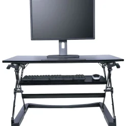 Alera Standing Desks<® Sit-Stand Lifting Workstation, Medium, Black