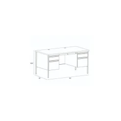 Alera Office Desks<60"W Double Pedestal Desk, Mahogany/Charcoal (ALEHSD6030CM)