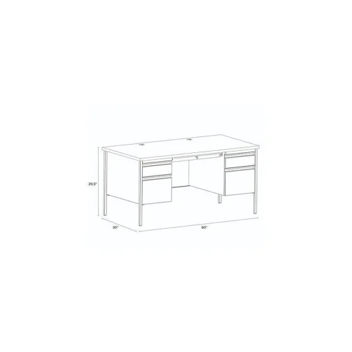 Alera Office Desks<60"W Double Pedestal Desk, Mahogany/Charcoal (ALEHSD6030CM)