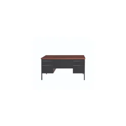 Alera Corner Desks<60"W Double Pedestal Desk, Mocha/Black (ALEHSD6030BM)