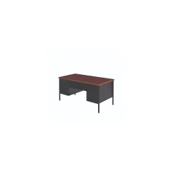 Alera Corner Desks<60"W Double Pedestal Desk, Mocha/Black (ALEHSD6030BM)