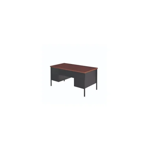 Alera Corner Desks<60"W Double Pedestal Desk, Mocha/Black (ALEHSD6030BM)