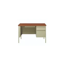 Alera Office Desks<45"W Single Pedestal Desk, Cherry/Putty (ALEHSD4524PC)