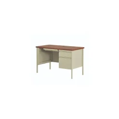 Alera Office Desks<45"W Single Pedestal Desk, Cherry/Putty (ALEHSD4524PC)