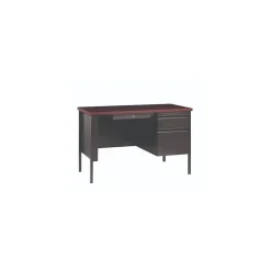 Alera Office Desks<45"W Single Pedestal Desk, Mahogany/Charcoal (ALEHSD4524CM)