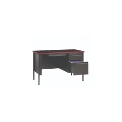Alera Office Desks<45"W Single Pedestal Desk, Mahogany/Charcoal (ALEHSD4524CM)