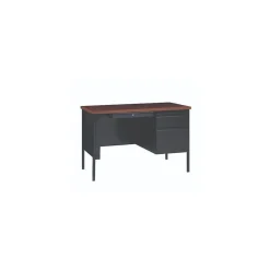 Alera Corner Desks<45"W Single Pedestal Desk, Mocha/Black (ALEHSD4524BM)