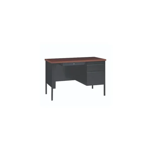 Alera Corner Desks<45"W Single Pedestal Desk, Mocha/Black (ALEHSD4524BM)