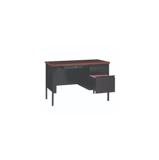 Alera Corner Desks<45"W Single Pedestal Desk, Mocha/Black (ALEHSD4524BM)