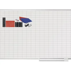 MasterVision Dry Erase<All Purpose Planner Dry Erase Board W/Accessories,1X2 Grid, 48X36, Silver Frame