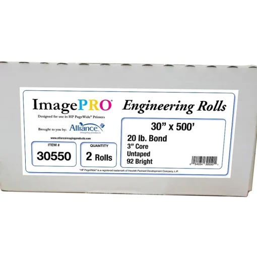 Alliance Wide Format Paper<ImagePRO Wide-Format Bond Paper Roll, 30" x 500', 2/Carton (30550)