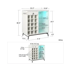Ameriwood Storage Cabinets<Melbourne 36.5" Bar Cabinet with 3 Shelves, White (3593013COM)
