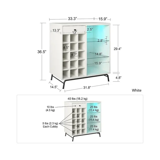 Ameriwood Storage Cabinets<Melbourne 36.5" Bar Cabinet with 3 Shelves, White (3593013COM)