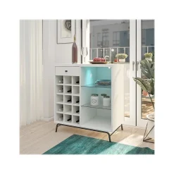 Ameriwood Storage Cabinets<Melbourne 36.5" Bar Cabinet with 3 Shelves, White (3593013COM)