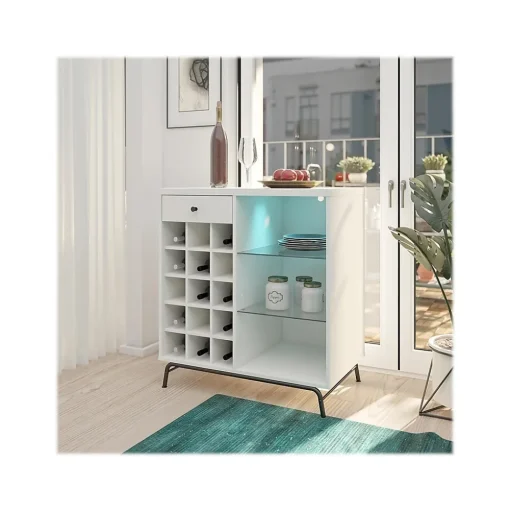 Ameriwood Storage Cabinets<Melbourne 36.5" Bar Cabinet with 3 Shelves, White (3593013COM)