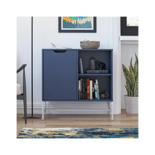 Ameriwood Bookcases<Modine 30"H 2-Shelf Bookcase with Adjustable Shelf, Navy (3483837COM)