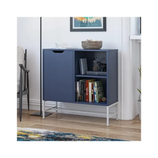 Ameriwood Bookcases<Modine 30"H 2-Shelf Bookcase with Adjustable Shelf, Navy (3483837COM)