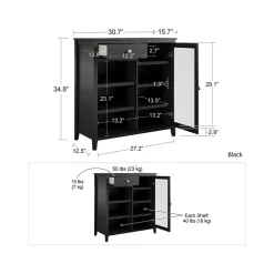 Ameriwood Storage Cabinets<Tuxedo 34.9" Bar Cabinet with 7 Shelves, Black (3969872COM)