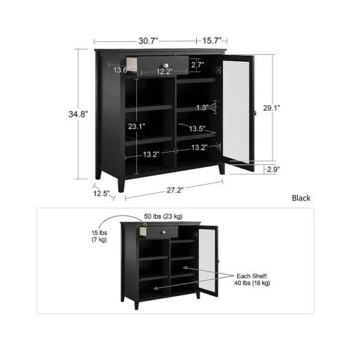 Ameriwood Storage Cabinets<Tuxedo 34.9" Bar Cabinet with 7 Shelves, Black (3969872COM)