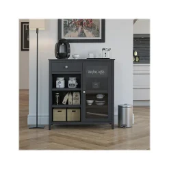 Ameriwood Storage Cabinets<Tuxedo 34.9" Bar Cabinet with 7 Shelves, Black (3969872COM)