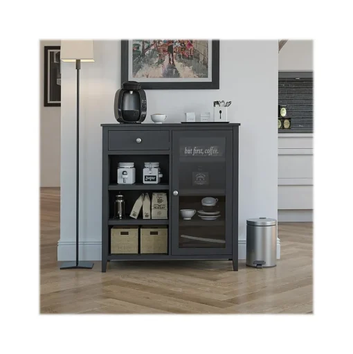 Ameriwood Storage Cabinets<Tuxedo 34.9" Bar Cabinet with 7 Shelves, Black (3969872COM)