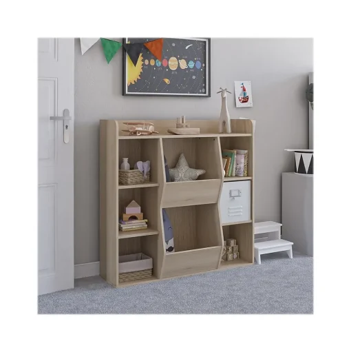 Ameriwood Bookcases<Tyler 40.8"H 9-Shelf Bookcase, Blonde Oak Particle Board (4865847COM)
