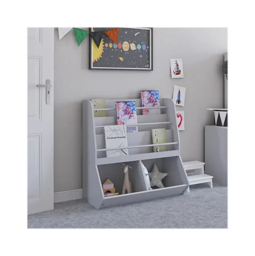 Ameriwood Bookcases<Tyler 36"H 5-Shelf Bookcase, Dove Gray Particle Board (4947412COM)