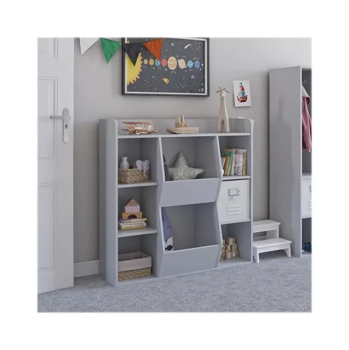 Ameriwood Bookcases<Tyler 40.8"H 9-Shelf Bookcase, Dove Gray Particle Board (4865412COM)