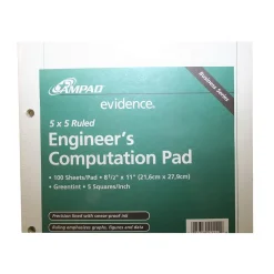 Ampad Classroom Paper<® Computation Pad, Quad Ruled, 11" x 8 1/2", Green (42-142)