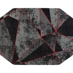 Anji Mountain Chair Mats<Rug'd Cracked Ice Carpet & Hard Floor Chair Mat, 36" x 48", Gray/Red (AMB9103)