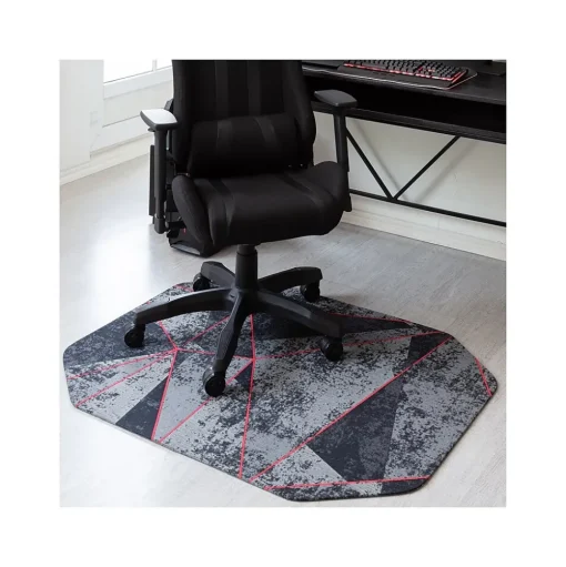 Anji Mountain Chair Mats<Rug'd Cracked Ice Carpet & Hard Floor Chair Mat, 36" x 48", Gray/Red (AMB9103)