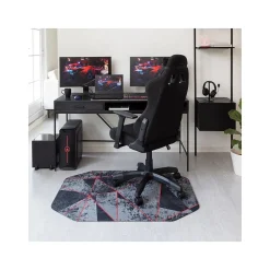 Anji Mountain Chair Mats<Rug'd Cracked Ice Carpet & Hard Floor Chair Mat, 36" x 48", Gray/Red (AMB9103)
