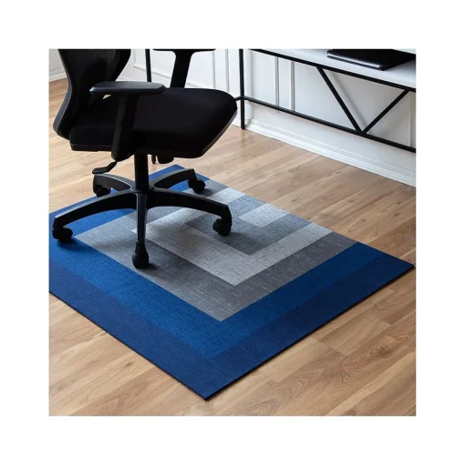 Anji Mountain Chair Mats<Rug'd Ponca Carpet & Hard Floor Chair Mat, 36" x 48", Blue/Gray Polyester (AMB9039)