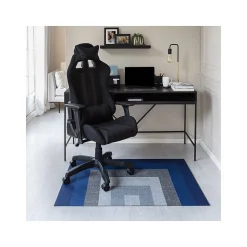 Anji Mountain Chair Mats<Rug'd Ponca Carpet & Hard Floor Chair Mat, 36" x 48", Blue/Gray Polyester (AMB9039)
