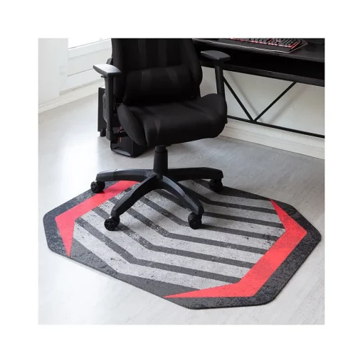 Anji Mountain Chair Mats<Rug'd Prizm Red Carpet & Hard Floor Chair Mat, 36" x 48", Gray/Red (AMB9107)