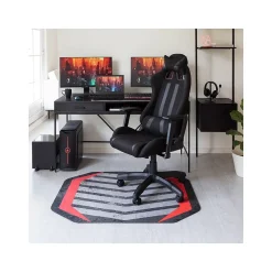 Anji Mountain Chair Mats<Rug'd Prizm Red Carpet & Hard Floor Chair Mat, 36" x 48", Gray/Red (AMB9107)