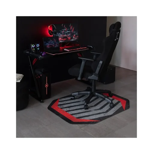 Anji Mountain Chair Mats<Rug'd Prizm Red Carpet & Hard Floor Chair Mat, 36" x 48", Gray/Red (AMB9107)
