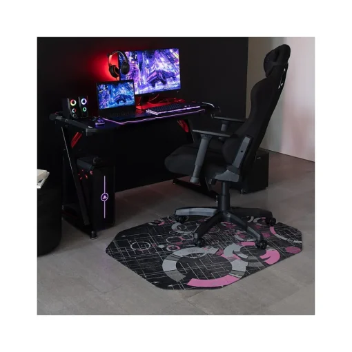 Anji Mountain Chair Mats<Rug'd Refracted Carpet & Hard Floor Gaming Chair Mat, 36" x 48", Gray/Purple (AMB9113)